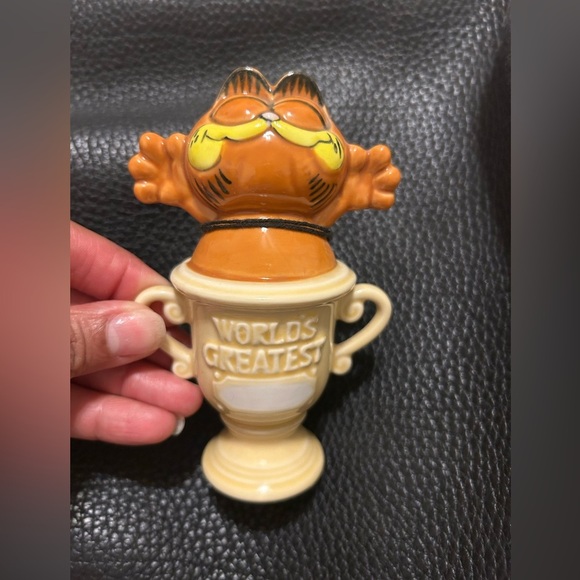 Vintage 1978 Ceramic Enesco Garfield Worlds Greatest Boss Trophy With Tags 4” - Picture 1 of 5
